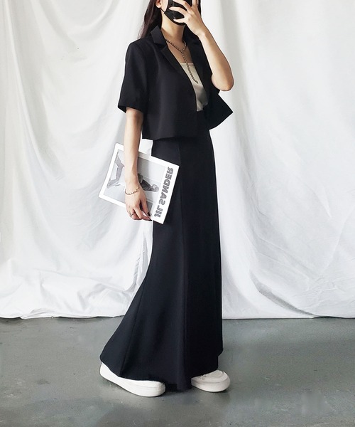 me+em select(ミームセレクト)の「※【 セットアップ対応 】半袖ショートテーラードジャケット(テーラードジャケット・レディース・ブラック/アイボリー・FREE)」の12枚目の写真