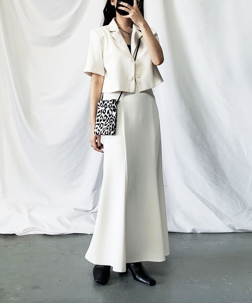 me+em select(ミームセレクト)の「※【 セットアップ対応 】半袖ショートテーラードジャケット(テーラードジャケット・レディース・ブラック/アイボリー・FREE)」の13枚目の写真