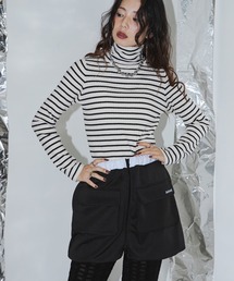 ロングスリーブカラフルリブタートルニット