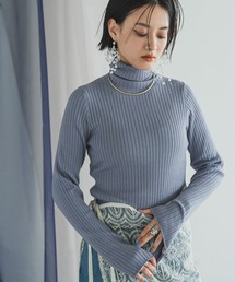 ロングスリーブカラフルリブタートルニット