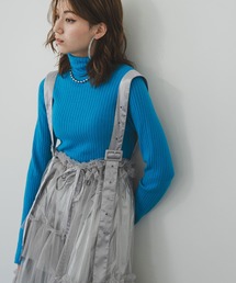 ロングスリーブカラフルリブタートルニット