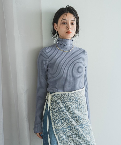 ロングスリーブカラフルリブタートルニット（ニット/セーター