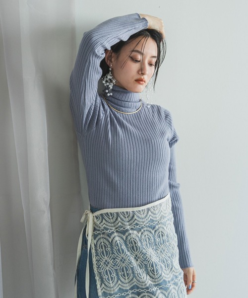 ロングスリーブカラフルリブタートルニット（ニット/セーター