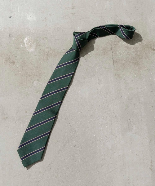 MAISON SPECIAL（メゾンスペシャル）の「《ユニセックスアイテム》ストライプシルクタイ【MAISON SPECIAL/メゾンスペシャル】（ネクタイ・メンズ・ブラウン/ネイビー/ブラック/グリーン・FREE）」の4枚目の写真