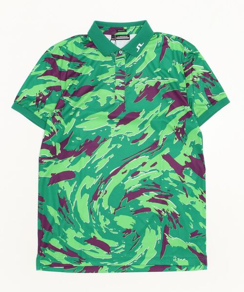 【J.LINDEBERG/GOLF】Blue Flag Patchworkポロ