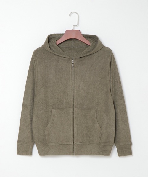 sleeping.com（スリーピングドットコム）の「オリジナルの香り付き素材 レディス・ゆるふわダブルパイルカットソージップアップパーカー（ルームウェア/パジャマ・レディース・ベージュ/オリーブ/ネイビー/ライトグレー/スカイブルー・ﾌﾘ-）」の7枚目の写真