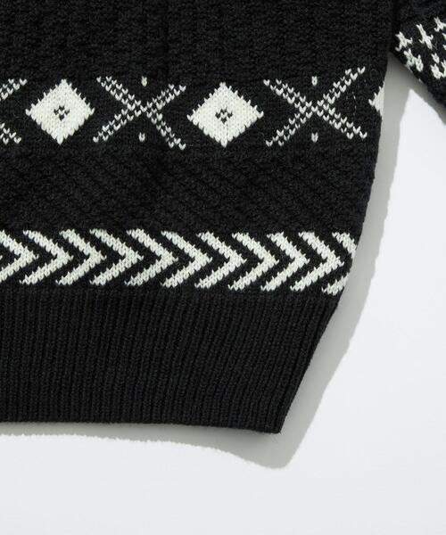 green label relaxing（グリーンレーベルリラクシング）の「【WEB限定】＜GLR or（ジーエルアール オア）＞ ジャカード パターン ニット（ニット/セーター・メンズ・ブラック/ダークグリーン/ダークブラウン・S/M/L）」の7枚目の写真
