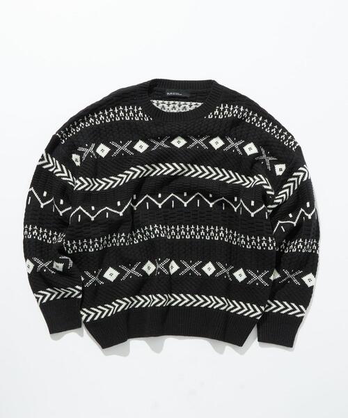 green label relaxing（グリーンレーベルリラクシング）の「【WEB限定】＜GLR or（ジーエルアール オア）＞ ジャカード パターン ニット（ニット/セーター・メンズ・ブラック/ダークグリーン/ダークブラウン・S/M/L）」の12枚目の写真