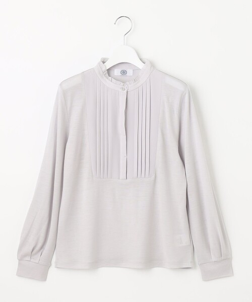 J.PRESS Ladies(J.プレス レディス)の「ウォッシャブルウールジャージー フリル衿 カットソー(Tシャツ/カットソー・レディース・ライトグレー系/サックスブルー系/ふじ色系/ネイビー系・SMALL)」の11枚目の写真