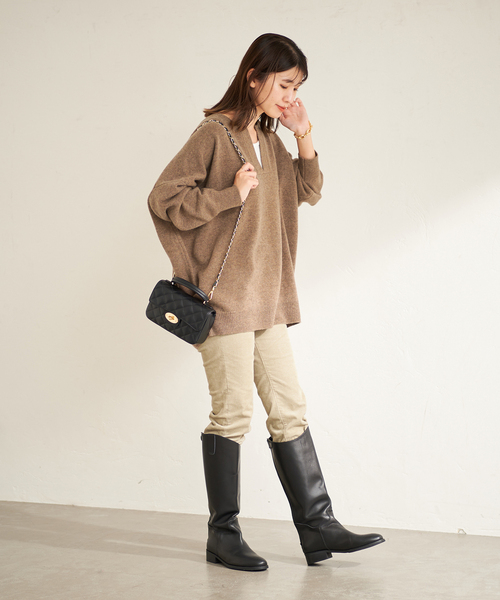 JOURNAL STANDARD(ジャーナルスタンダード)の「■MUSICカフタンプルオーバー(ニット/セーター・レディース・ブラック/ブラウン/ホワイト×ホワイト/レッド・FREE)」の6枚目の写真