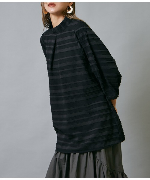 Settimissimo（セッティミッシモ）の「ジャガードボーダーコークーンスリーブブラウス（シャツ/ブラウス・レディース・オレンジ/ブラック・FREE）」の2枚目の写真