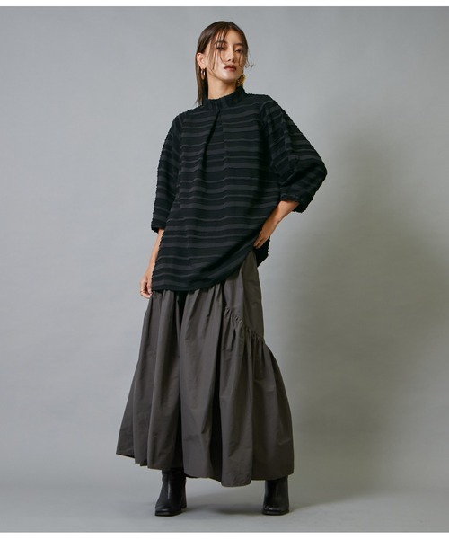 Settimissimo（セッティミッシモ）の「ジャガードボーダーコークーンスリーブブラウス（シャツ/ブラウス・レディース・オレンジ/ブラック・FREE）」の4枚目の写真