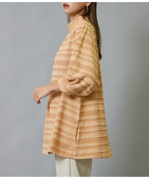 Settimissimo（セッティミッシモ）の「ジャガードボーダーコークーンスリーブブラウス（シャツ/ブラウス・レディース・オレンジ/ブラック・FREE）」の5枚目の写真