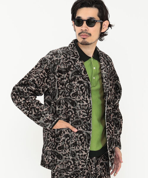 BEAMS PLUS 4ボタン シャツカフ プリントジャケット 総柄 シャツBEAMS+