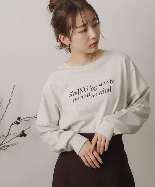 SENSE OF PLACE by URBAN RESEARCH（センスオブプレイスバイアーバンリサーチ）の「グラフィックロングTシャツ（Tシャツ/カットソー・レディース・オートミール/オフホワイト/グレー・ONE）」の5枚目の写真
