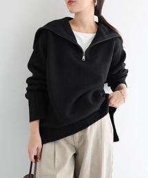 andme | セーラーカラー長袖ハーフジップニットトップス(ニット/セーター)