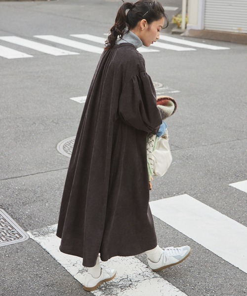 forksy.】コーデュロイボリュームスリーブシャツワンピース forksy