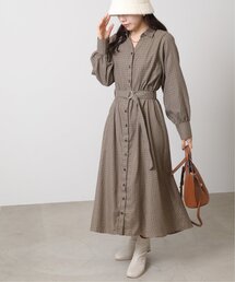 RAY CASSIN | チェック柄ウエストベルトスキッパーワンピース(シャツワンピース)