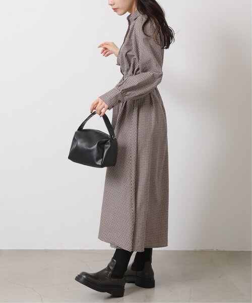 RAY CASSIN（レイカズン）の「チェック柄ウエストベルトスキッパーワンピース（シャツワンピース・レディース・ブラウン/レッド/グリーン/パープル・FREE）」の11枚目の写真