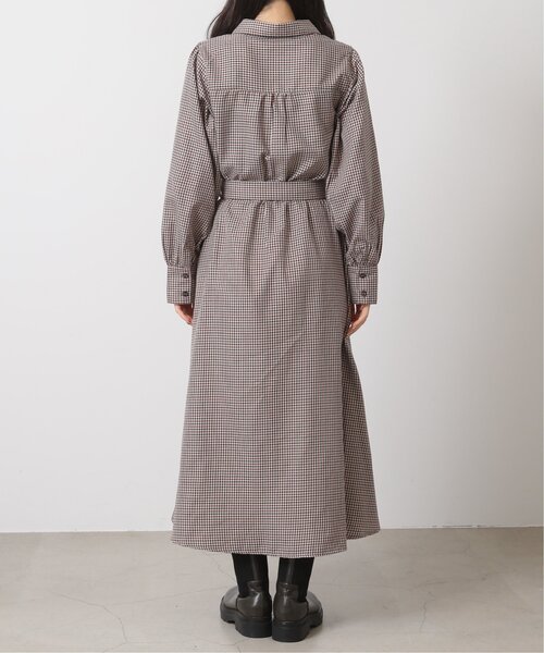 RAY CASSIN（レイカズン）の「チェック柄ウエストベルトスキッパーワンピース（シャツワンピース・レディース・ブラウン/レッド/グリーン/パープル・FREE）」の14枚目の写真