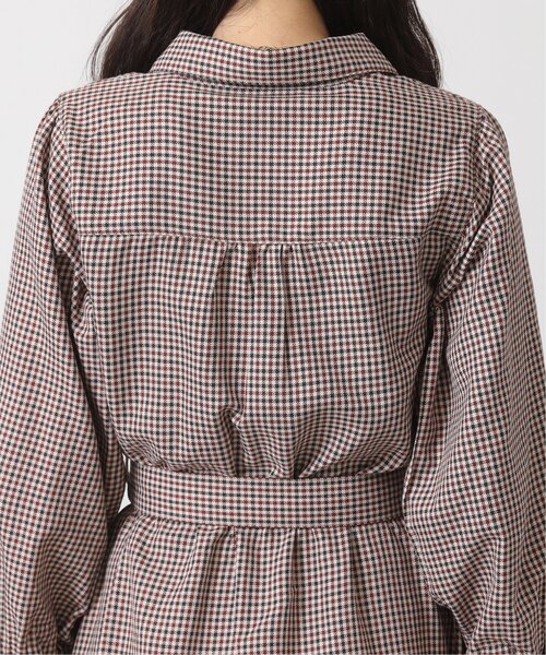 RAY CASSIN（レイカズン）の「チェック柄ウエストベルトスキッパーワンピース（シャツワンピース・レディース・ブラウン/レッド/グリーン/パープル・FREE）」の15枚目の写真