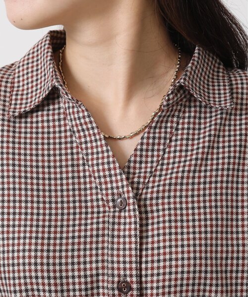 RAY CASSIN（レイカズン）の「チェック柄ウエストベルトスキッパーワンピース（シャツワンピース・レディース・ブラウン/レッド/グリーン/パープル・FREE）」の16枚目の写真