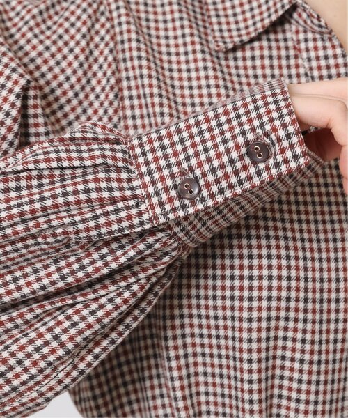 RAY CASSIN（レイカズン）の「チェック柄ウエストベルトスキッパーワンピース（シャツワンピース・レディース・ブラウン/レッド/グリーン/パープル・FREE）」の18枚目の写真