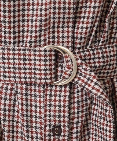 RAY CASSIN（レイカズン）の「チェック柄ウエストベルトスキッパーワンピース（シャツワンピース・レディース・ブラウン/レッド/グリーン/パープル・FREE）」の20枚目の写真