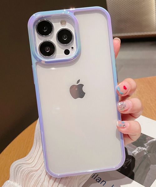 TeddyShop（テディショップ）の「【iPhone14/13用】パステルハイブリッドクリアiPhoneケース（スマホケース/カバー・レディース・パープル/ホワイト/マルチ/クリア/ミント/ピンク・ONE SIZE）」の3枚目の写真