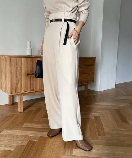 CAPRICIEUX LE'MAGE（カプリシューレマージュ）の「ベルトSETパンツ（その他パンツ・レディース・ブラック/ベージュ/ホワイト系その他・36/38）」の2枚目の写真