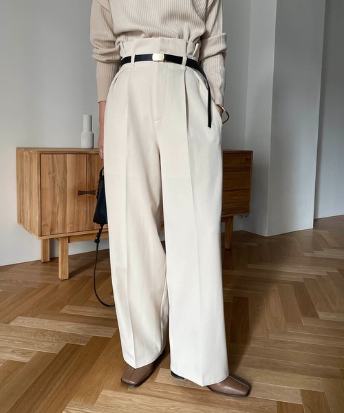 CAPRICIEUX LE'MAGE（カプリシューレマージュ）の「ベルトSETパンツ（その他パンツ・レディース・ブラック/ベージュ/ホワイト系その他・36/38）」の4枚目の写真