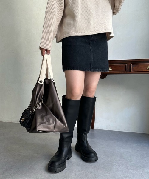 DouDou（ドゥドゥ）の「【LEE/リー】STANDARD WARDROBE デニムミニスカート（デニムスカート・レディース・ブラック/インディゴブルー・X-SMALL/SMALL）」の2枚目の写真