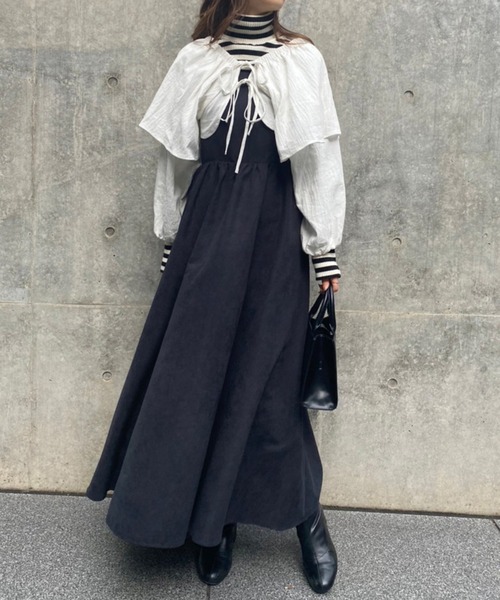 one after another NICE CLAUP（ワンアフターアナザーナイスクラップ）の「ハイネックニット＋ボレロセット（アンサンブル・レディース・アイボリー/ブラック/オフホワイト・FREE）」の11枚目の写真