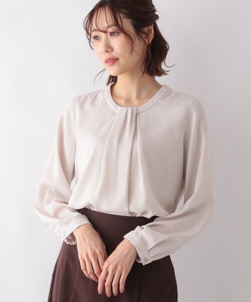 GLOBAL WORK（グローバルワーク）の「ボウタイ風ブラウス/124264（シャツ/ブラウス・レディース・ベージュ/ホワイト/グリーン/ホワイト系その他・MEDIUM/LARGE）」の3枚目の写真