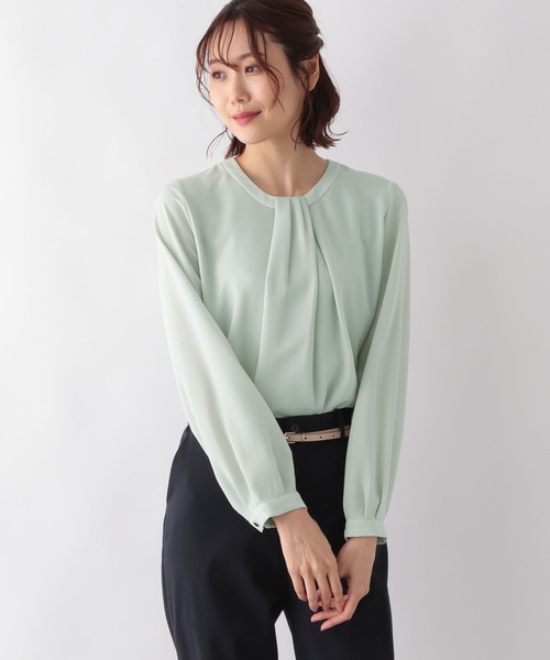 GLOBAL WORK（グローバルワーク）の「ボウタイ風ブラウス/124264（シャツ/ブラウス・レディース・ベージュ/ホワイト/グリーン/ホワイト系その他・MEDIUM/LARGE）」の4枚目の写真