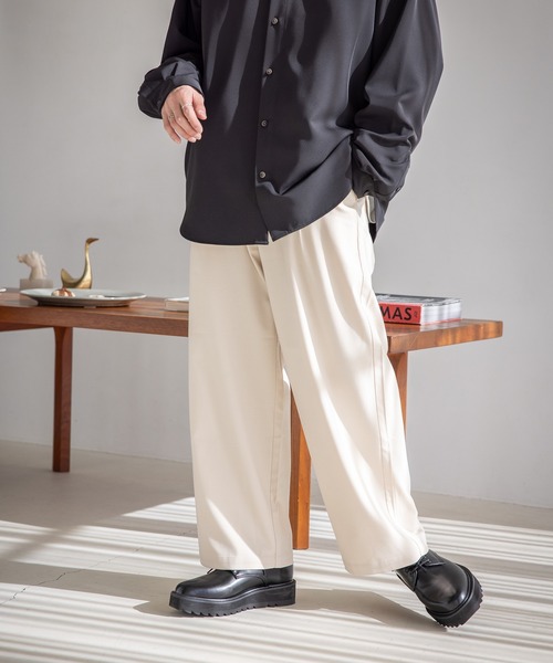 RAGEBLUE(レイジブルー)の「TRタックワイドパンツ(スラックス・メンズ・グリーン/オフホワイト/ブラック/ライトグレー・SMALL/MEDIUM/LARGE)」の2枚目の写真