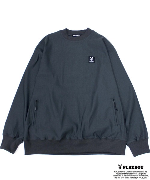 PLAYBOY(プレイボーイ)の「PLAYBOYスーパーストレッチモックネック長袖(Tシャツ/カットソー・メンズ・ブラック/チャコール・M/L/XL)」の6枚目の写真