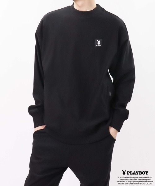 PLAYBOY(プレイボーイ)の「PLAYBOYスーパーストレッチモックネック長袖(Tシャツ/カットソー・メンズ・ブラック/チャコール・M/L/XL)」の13枚目の写真