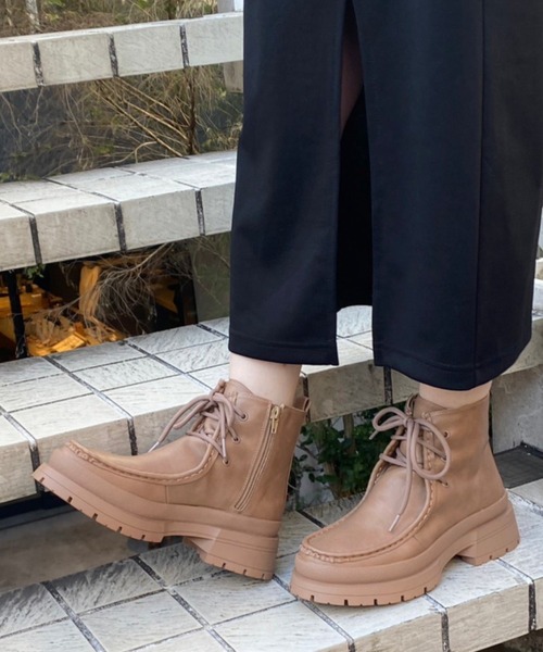 WEGO(ウィゴー)の「WEGO/モカブーツ(ブーツ・レディース・ブラック/キャメル・MEDIUM/LARGE)」の2枚目の写真