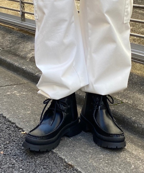 WEGO(ウィゴー)の「WEGO/モカブーツ(ブーツ・レディース・ブラック/キャメル・MEDIUM/LARGE)」の1枚目の写真