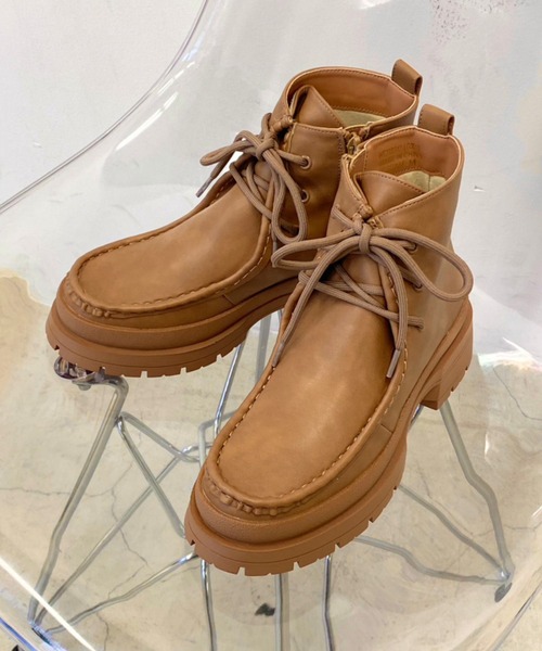 WEGO(ウィゴー)の「WEGO/モカブーツ(ブーツ・レディース・ブラック/キャメル・MEDIUM/LARGE)」の15枚目の写真