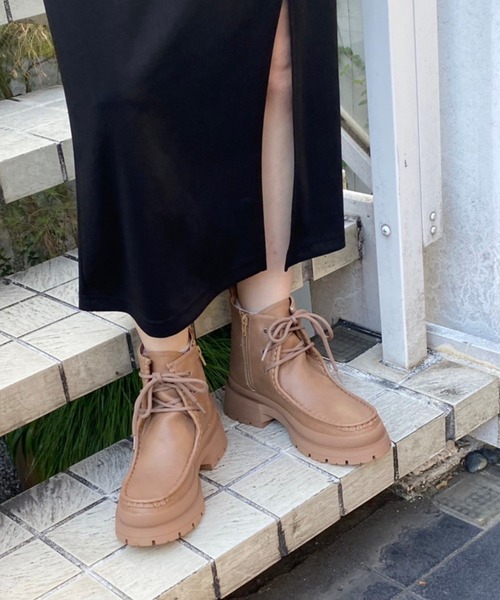 WEGO(ウィゴー)の「WEGO/モカブーツ(ブーツ・レディース・ブラック/キャメル・MEDIUM/LARGE)」の7枚目の写真