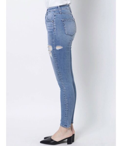 GYDA（ジェイダ）の「H/W LEFT SIDE BROKENスキニーデニムパンツ（デニムパンツ・レディース・インディゴブルー/ライトブルー・X-SMALL/SMALL/MEDIUM）」の13枚目の写真