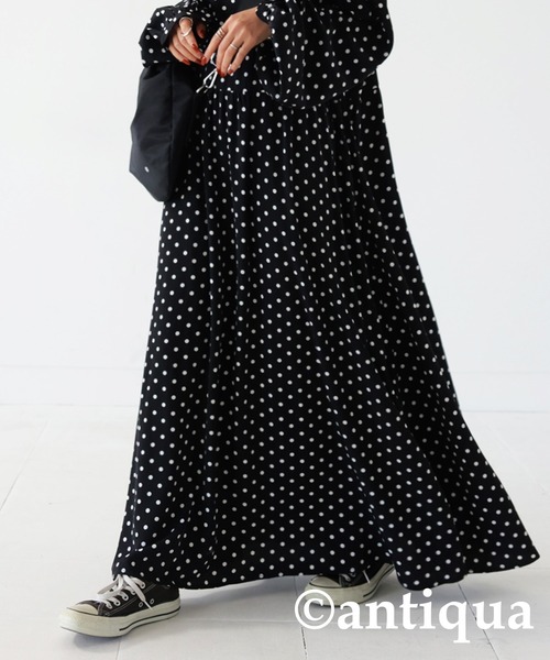 ドット柄ワンピース ドット柄Aラインワンピース（ワンピース）｜antiqua（アンティカ）の