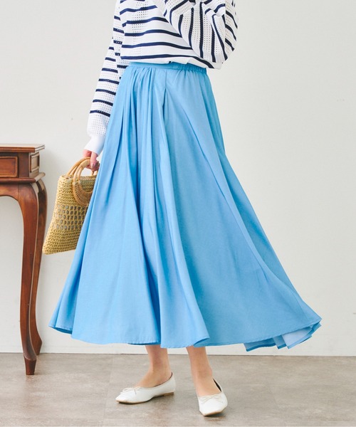 Chez toi（シェトワ）の「リヨセルタックギャザースカート（スカート・レディース・サックスブルー/アイボリー/パープル・FREE）」の7枚目の写真