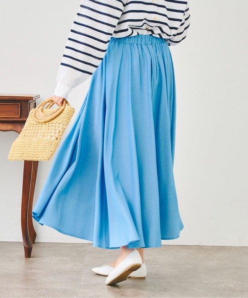 Chez toi（シェトワ）の「リヨセルタックギャザースカート（スカート・レディース・サックスブルー/アイボリー/パープル・FREE）」の8枚目の写真