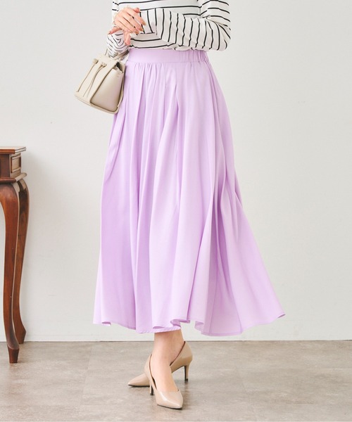 Chez toi（シェトワ）の「リヨセルタックギャザースカート（スカート・レディース・サックスブルー/アイボリー/パープル・FREE）」の11枚目の写真