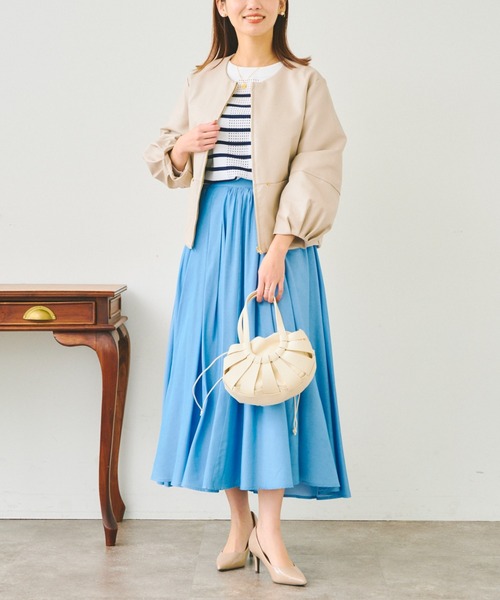 Chez toi（シェトワ）の「リヨセルタックギャザースカート（スカート・レディース・サックスブルー/アイボリー/パープル・FREE）」の15枚目の写真