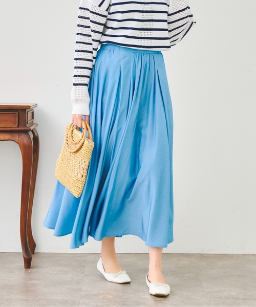 Chez toi（シェトワ）の「リヨセルタックギャザースカート（スカート・レディース・サックスブルー/アイボリー/パープル・FREE）」の20枚目の写真