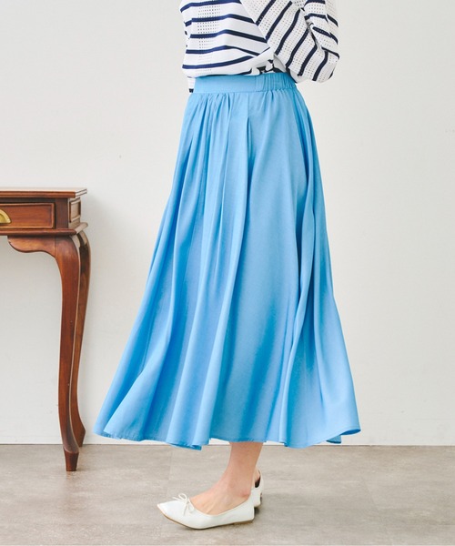 Chez toi（シェトワ）の「リヨセルタックギャザースカート（スカート・レディース・サックスブルー/アイボリー/パープル・FREE）」の21枚目の写真